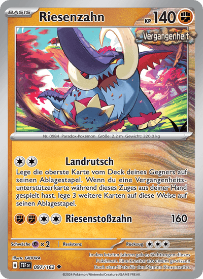 Riesenzahn 097/162 Gewalten der Zeit Pokémon Karte