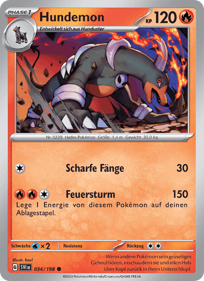 Hundemon 034/198 Karmesin & Purpur Pokémon Karte
