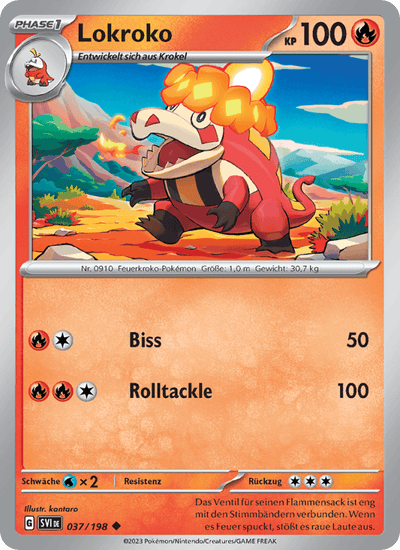 Lokroko 037/198 Karmesin & Purpur Pokémon Karte