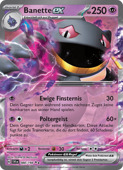 Banette-ex 088/198 Karmesin & Purpur Pokémon Karte