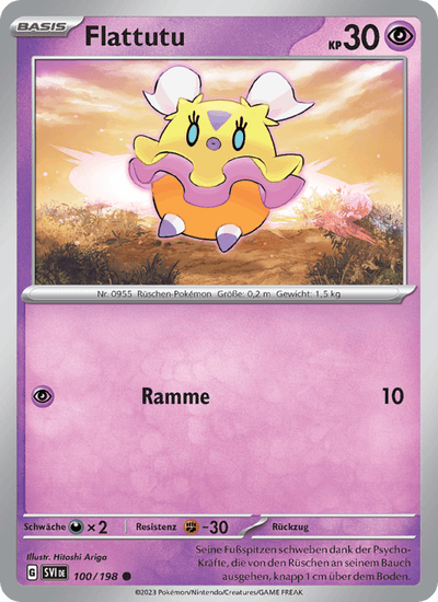Flattutu 100/198 Karmesin & Purpur Pokémon Karte
