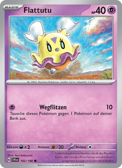 Flattutu 102/198 Karmesin & Purpur Pokémon Karte