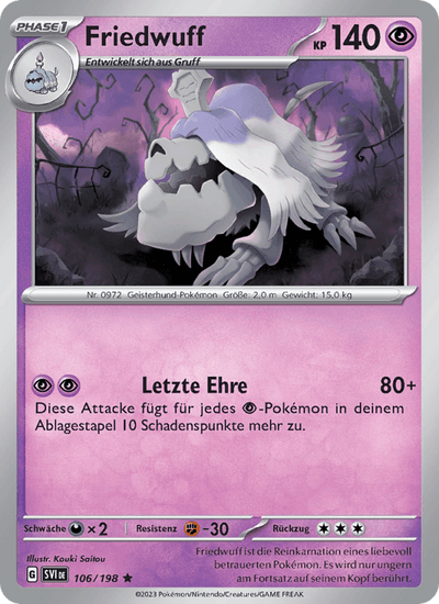 Friedwuff 106/198 Karmesin & Purpur Pokémon Karte