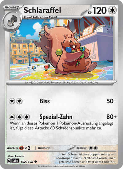Schlaraffel 152/198 Karmesin & Purpur Pokémon Karte