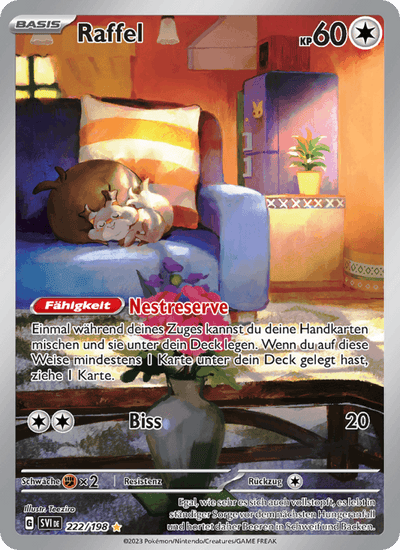 Raffel 222/198 Karmesin & Purpur Pokémon Karte