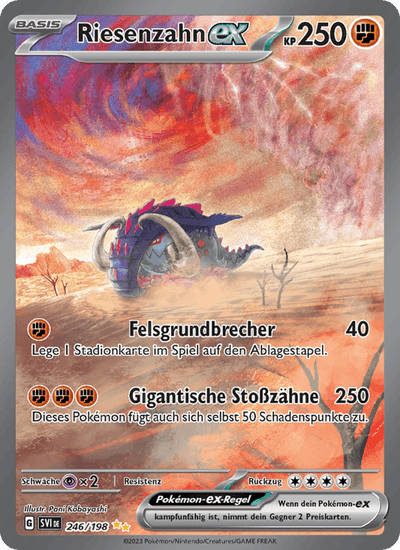 Riesenzahn-ex 246/198 Karmesin & Purpur Pokémon Karte