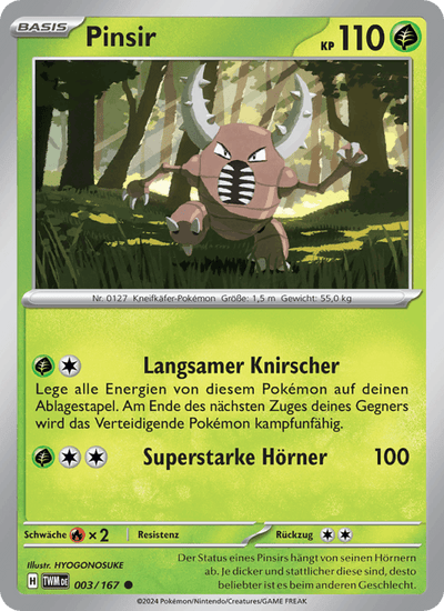 Pinsir 003/167 Maskerade im Zwielicht Pokémon Karte