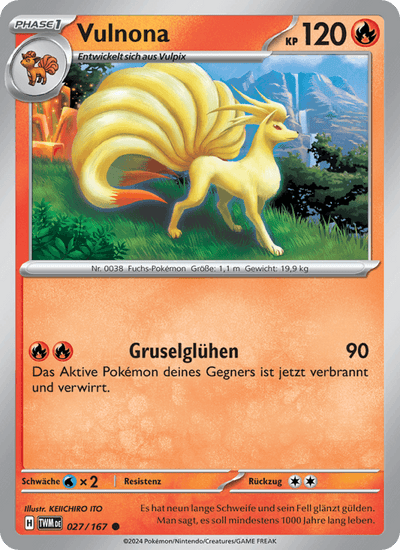 Vulnona 027/167 Maskerade im Zwielicht Pokémon Karte