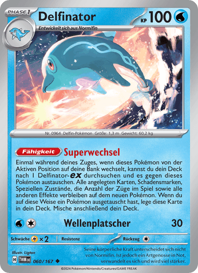 Delfinator 060/167 Maskerade im Zwielicht Pokémon Karte