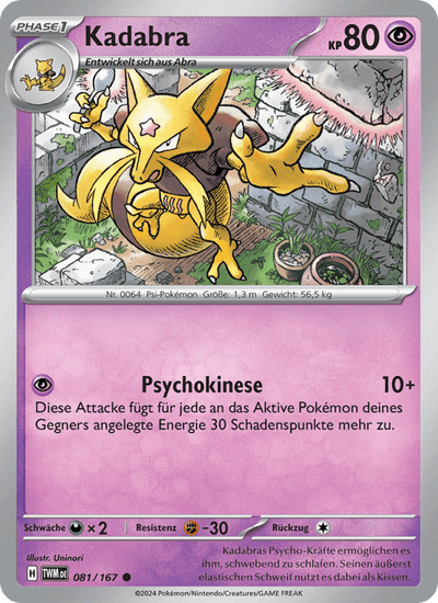 Kadabra 081/167 Maskerade im Zwielicht Pokémon Karte
