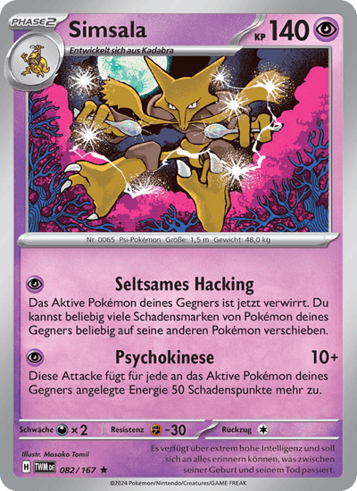 Simsala 082/167 Maskerade im Zwielicht Pokémon Karte