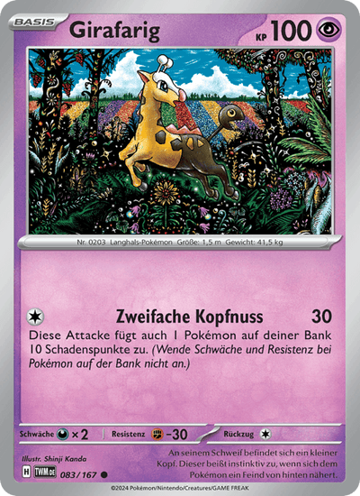 Girafarig 083/167 Maskerade im Zwielicht Pokémon Karte