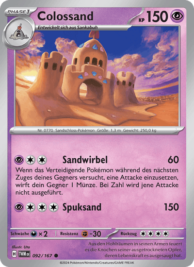 Colossand 092/167 Maskerade im Zwielicht Pokémon Karte