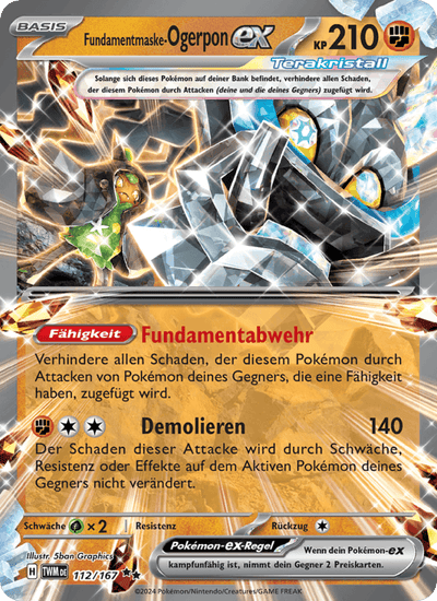 Fundamentmaske-Ogerpon-ex 112/167 Maskerade im Zwielicht Pokémon Karte
