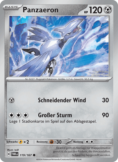 Panzaeron 119/167 Maskerade im Zwielicht Pokémon Karte