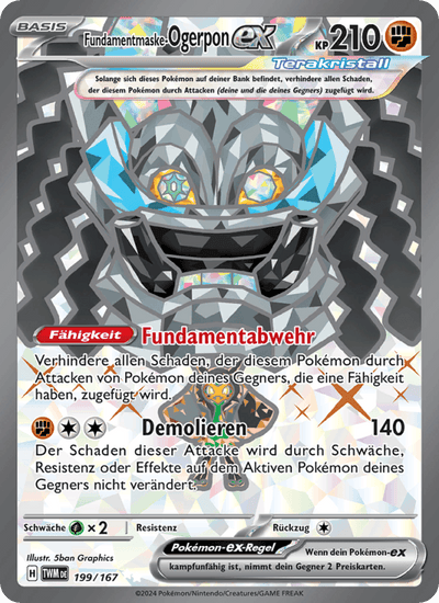 Fundamentmaske-Ogerpon-ex 199/167 Maskerade im Zwielicht Pokémon Karte