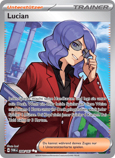 Lucian 208/167 Maskerade im Zwielicht Pokémon Karte