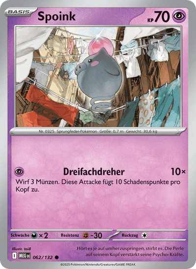 Spoink 062/132 Mega-Entwicklung Pokémon Karte