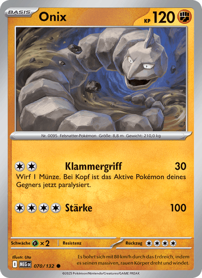 Onix 070/132 Mega-Entwicklung Pokémon Karte
