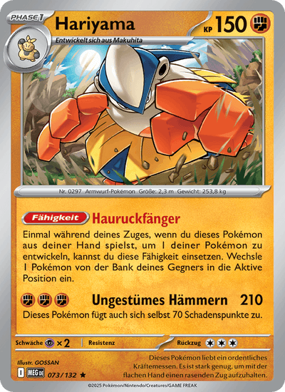 Hariyama 073/132 Mega-Entwicklung Pokémon Karte