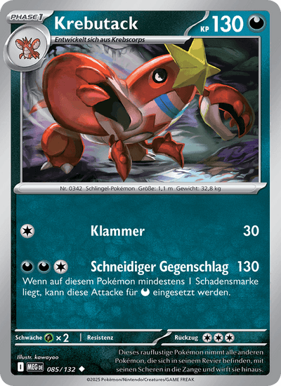 Krebutack 085/132 Mega-Entwicklung Pokémon Karte