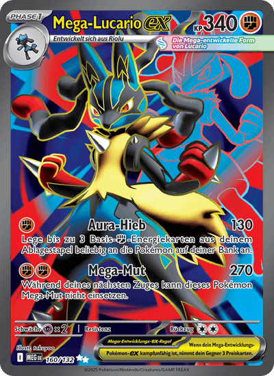 Mega-Lucario-ex 160/132 Mega-Entwicklung Pokémon Karte