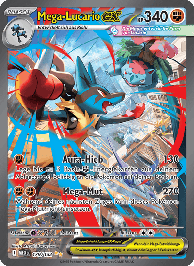Mega-Lucario-ex 179/132 Mega-Entwicklung Pokémon Karte