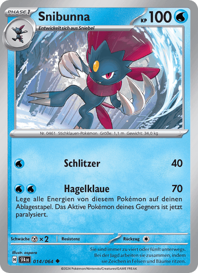 Snibunna 014/064 Nebel der Sagen Pokémon Karte