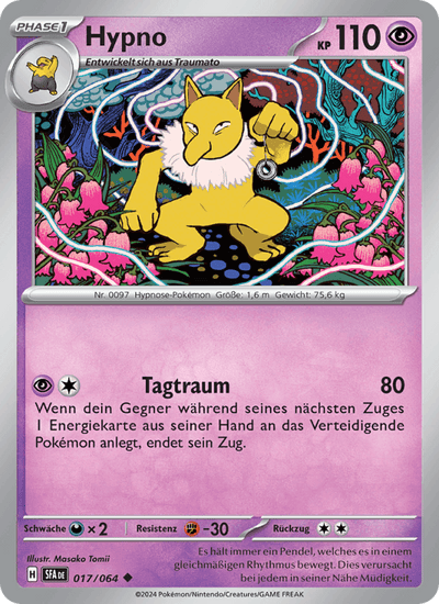 Hypno 017/064 Nebel der Sagen Pokémon Karte