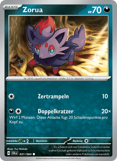 Zorua 031/064 Nebel der Sagen Pokémon Karte