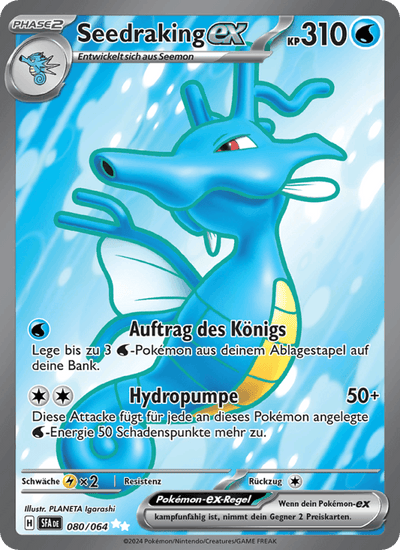 Seedraking-ex 080/064 Nebel der Sagen Pokémon Karte