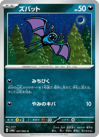 Zubat 027/064 Night Wanderer Pokémon Karte