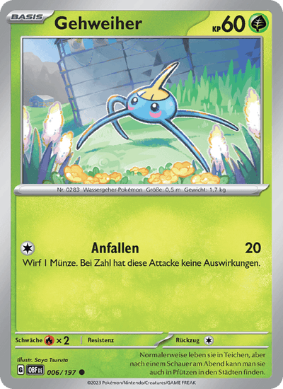 Gehweiher 006/197 Obsidianflammen Pokémon Karte