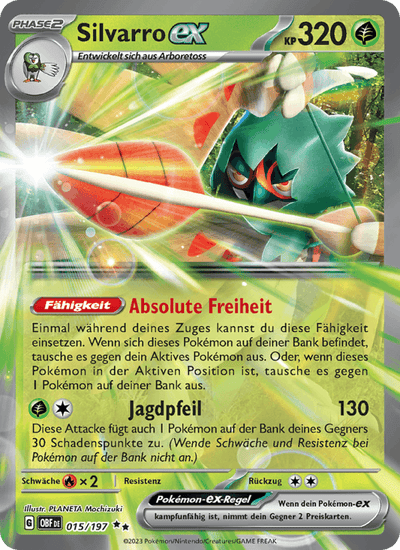Silvarro-ex 015/197 Obsidianflammen Pokémon Karte