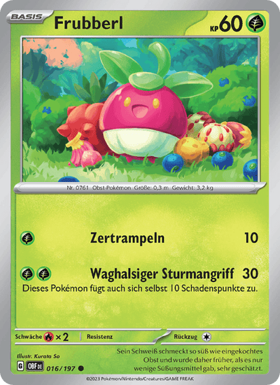 Frubberl 016/197 Obsidianflammen Pokémon Karte