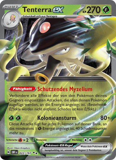 Tenterra-ex 022/197 Obsidianflammen Pokémon Karte