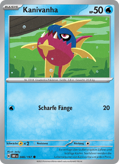 Kanivanha 046/197 Obsidianflammen Pokémon Karte