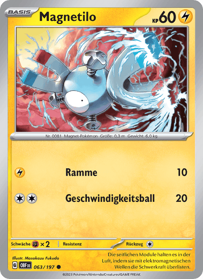 Magnetilo 063/197 Obsidianflammen Pokémon Karte