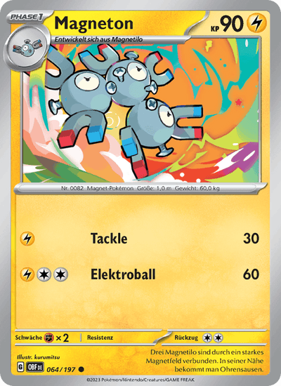 Magneton 064/197 Obsidianflammen Pokémon Karte