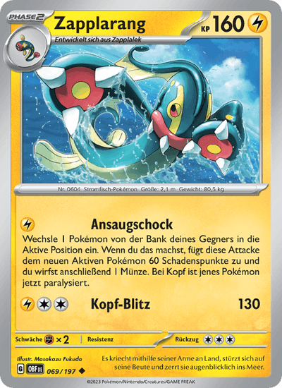 Zapplarang 069/197 Obsidianflammen Pokémon Karte