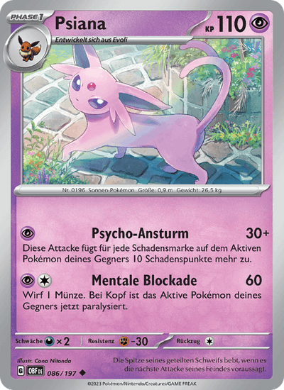 Psiana 086/197 Obsidianflammen Pokémon Karte