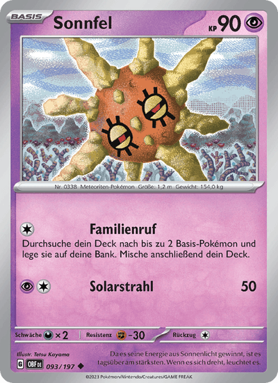 Sonnfel 093/197 Obsidianflammen Pokémon Karte