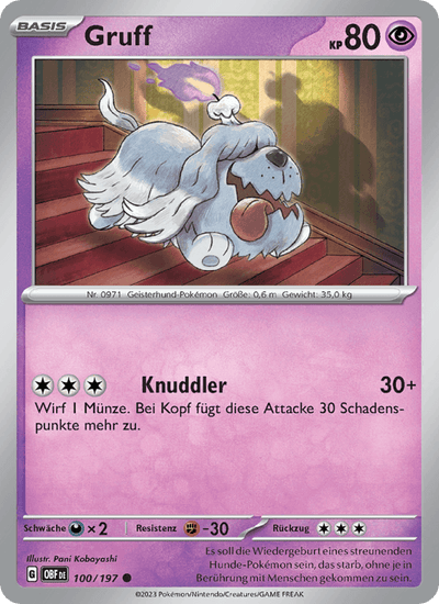 Gruff 100/197 Obsidianflammen Pokémon Karte