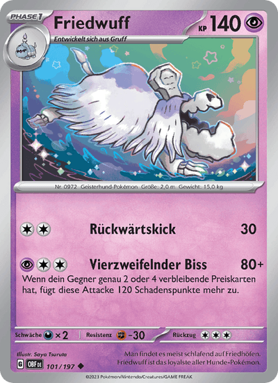 Friedwuff 101/197 Obsidianflammen Pokémon Karte