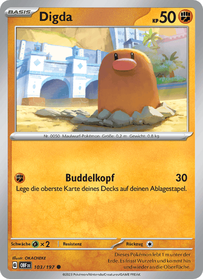 Digda 103/197 Obsidianflammen Pokémon Karte