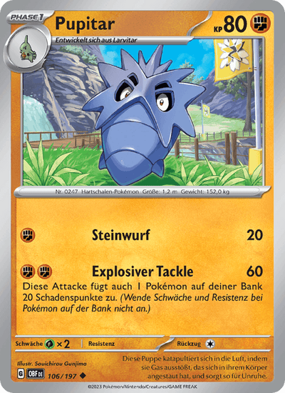 Pupitar 106/197 Obsidianflammen Pokémon Karte