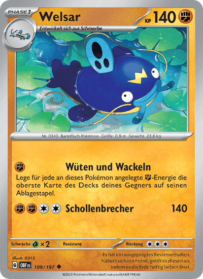 Welsar 109/197 Obsidianflammen Pokémon Karte