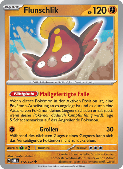 Flunschlik 112/197 Obsidianflammen Pokémon Karte