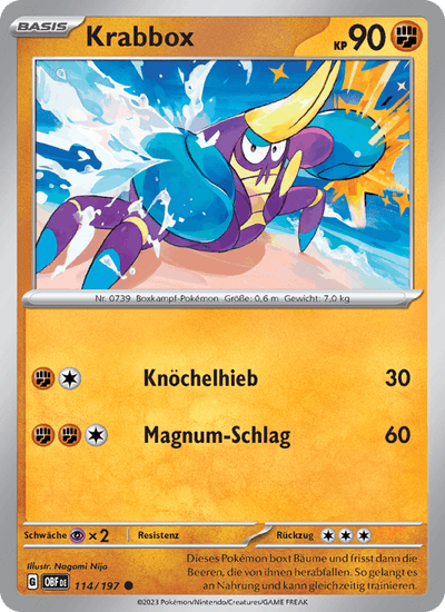 Krabbox 114/197 Obsidianflammen Pokémon Karte