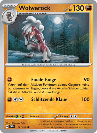 Wolwerock 117/197 Obsidianflammen Pokémon Karte
